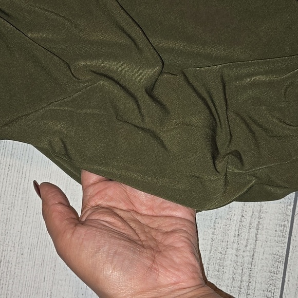 Nina Leonard 3/4 Sleeve Stretch Knit Trapeze Dress Olive Green Size L NWOT - Picture 6 of 10